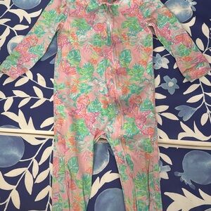 Lilly Pulitzer / Pottery Barn Pink and Green Floral One Piece Footie